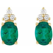 Load image into Gallery viewer, emerald diamond earrings