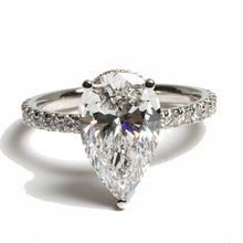 Load image into Gallery viewer, pear cut shape diamond  hidden halo ring