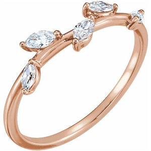 Marquise leaf diamonds rose gold ring