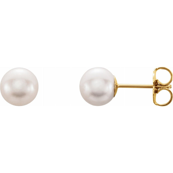 Natural White Pearl Studs - Elzom