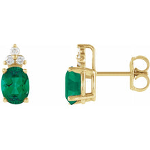 Load image into Gallery viewer, emerald diamond earrings