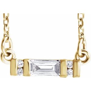 Baguette cut diamond minimal necklace