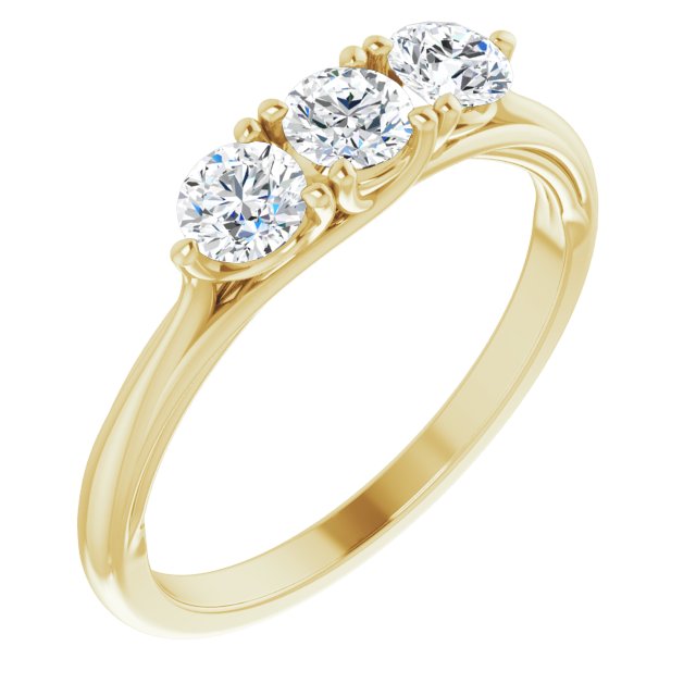 Classic Three round diamond wedding ring - Elzom