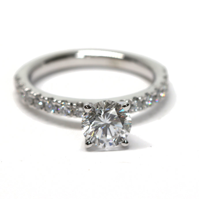 Round Brilliant Pave Set Diamond Ring