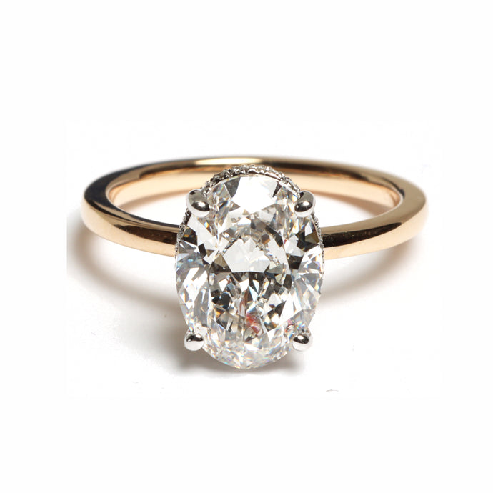 Oval Cut Hidden Halo Diamond Ring - Elzom