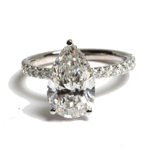 Load image into Gallery viewer, pear cut shape diamond  hidden halo ring