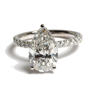 pear cut shape diamond  hidden halo ring