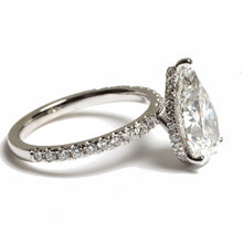 Load image into Gallery viewer, pear cut shape diamond  hidden halo ring